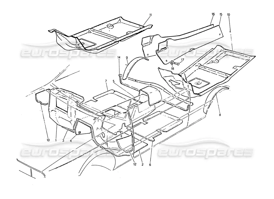 maserati biturbo 2.5 (1984) alfombras y fieltros diagrama de piezas