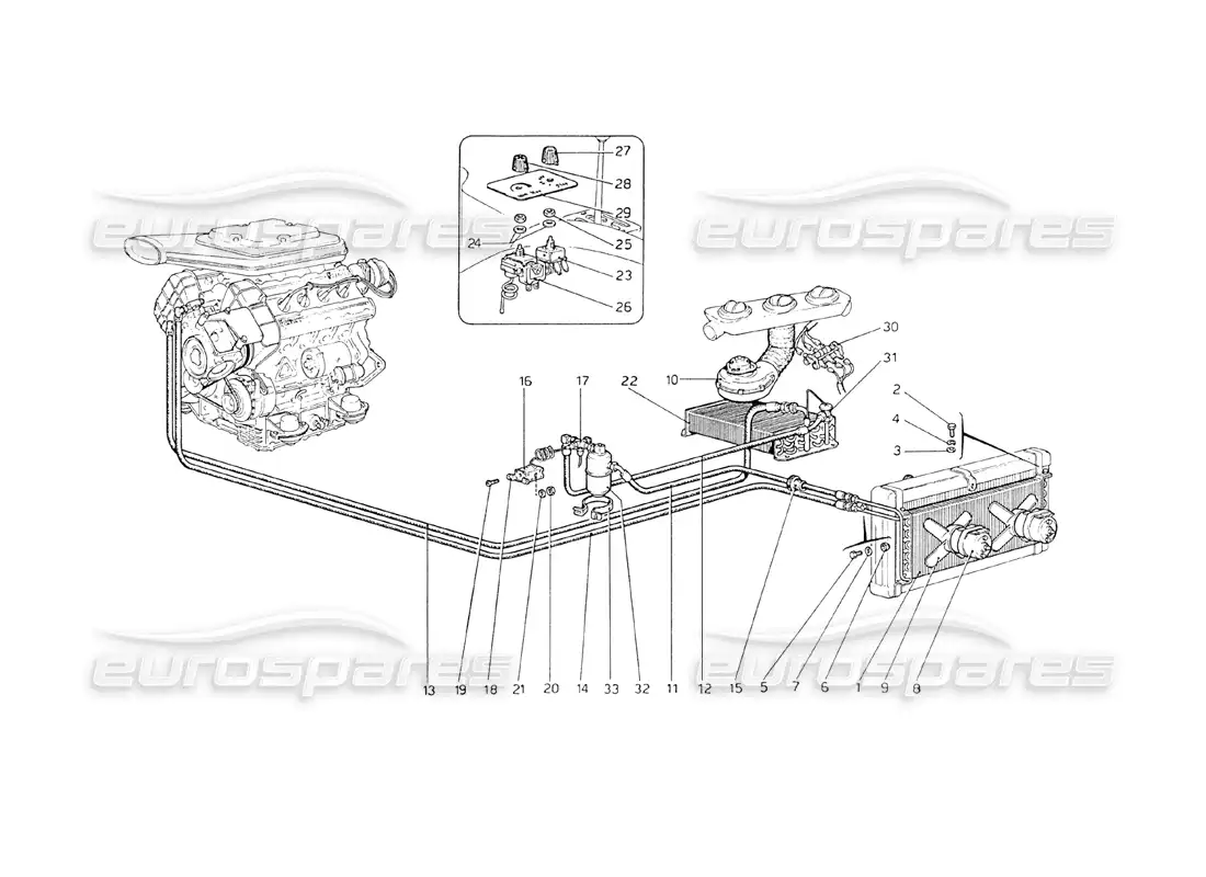 ferrari 208 gt4 dino (1975) sistema de aire acondicionado diagrama de piezas