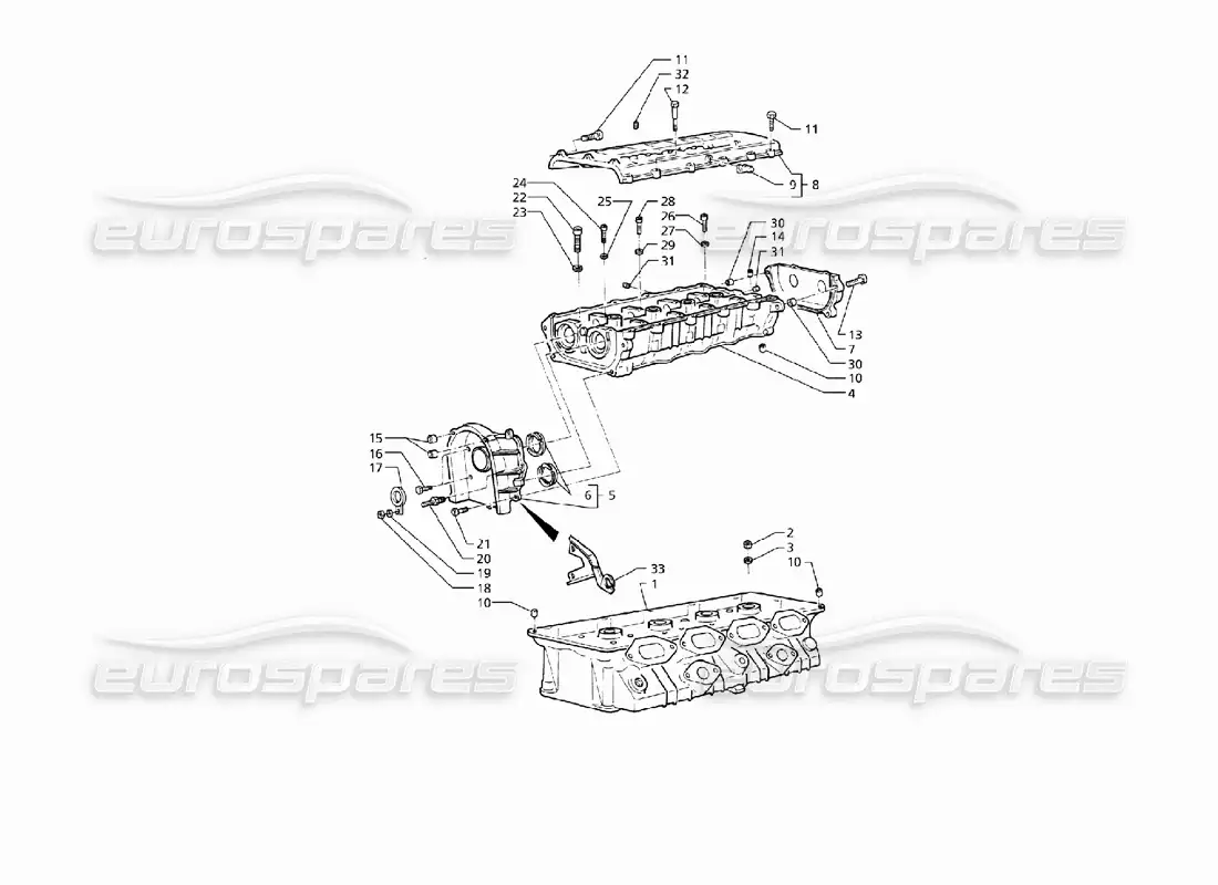 maserati qtp v8 (1998) culatas de cilindros, diagrama de piezas del bastidor derecho