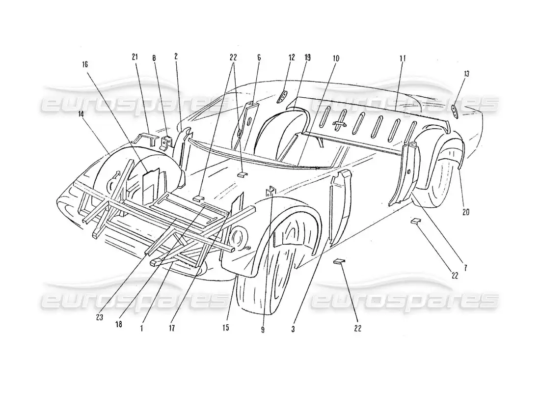 ferrari 365 gtc4 (coachwork) marcos, protectores y paneles interiores diagrama de piezas