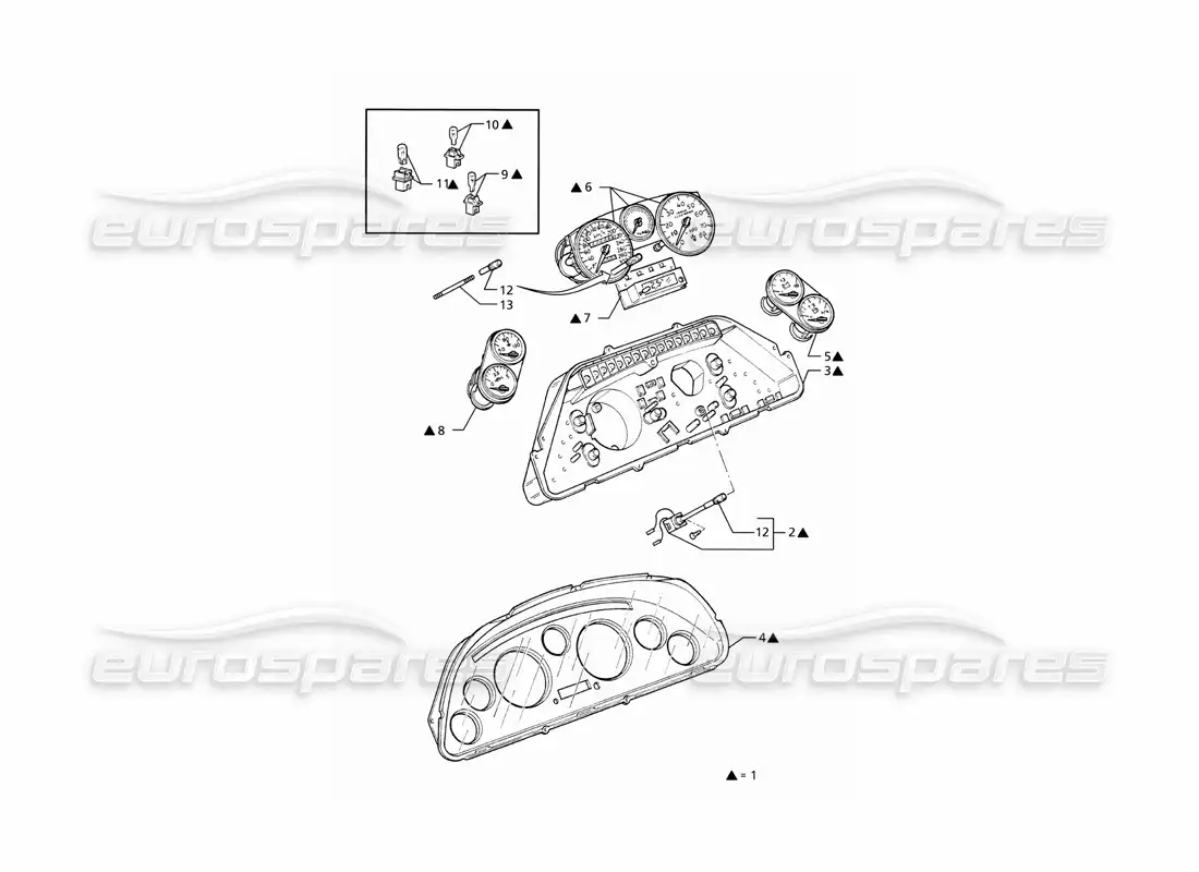 maserati ghibli 2.8 (abs) instrumentación borletti diagrama de piezas