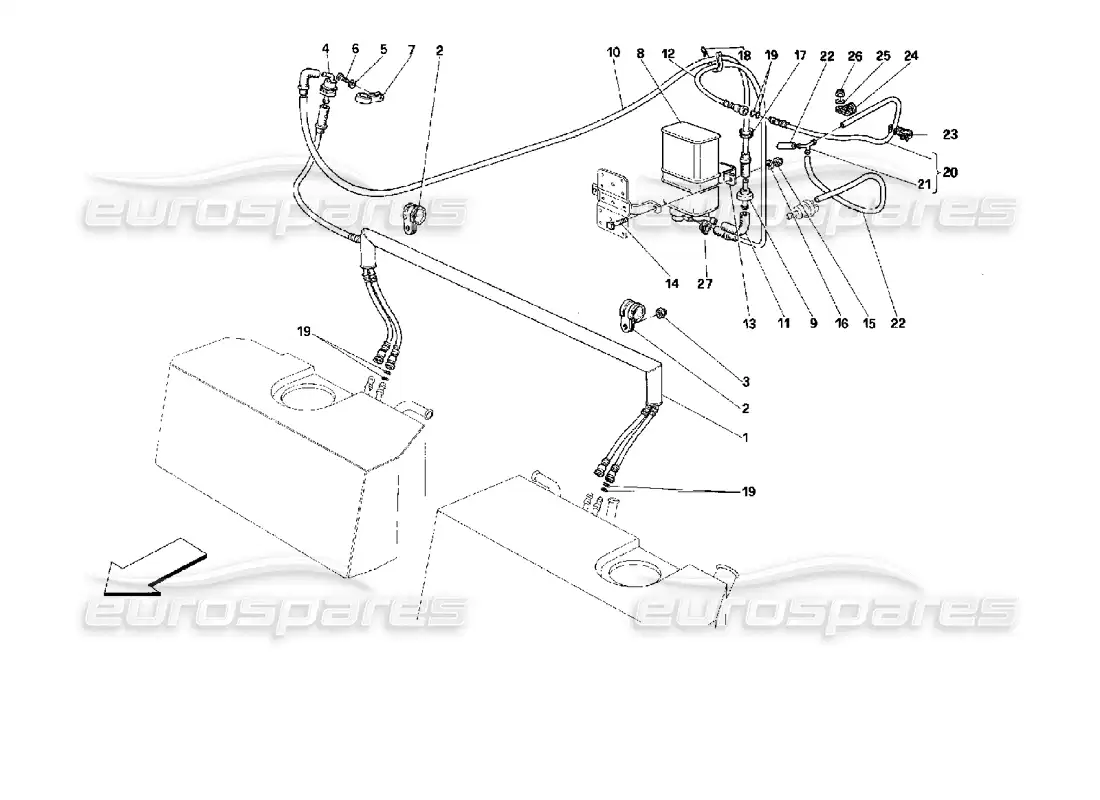 ferrari 512 tr sistema de control de emisiones antievaporativas diagrama de piezas