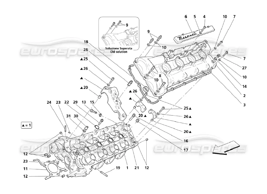 maserati qtp. (2006) 4.2 culata izquierda diagrama de piezas