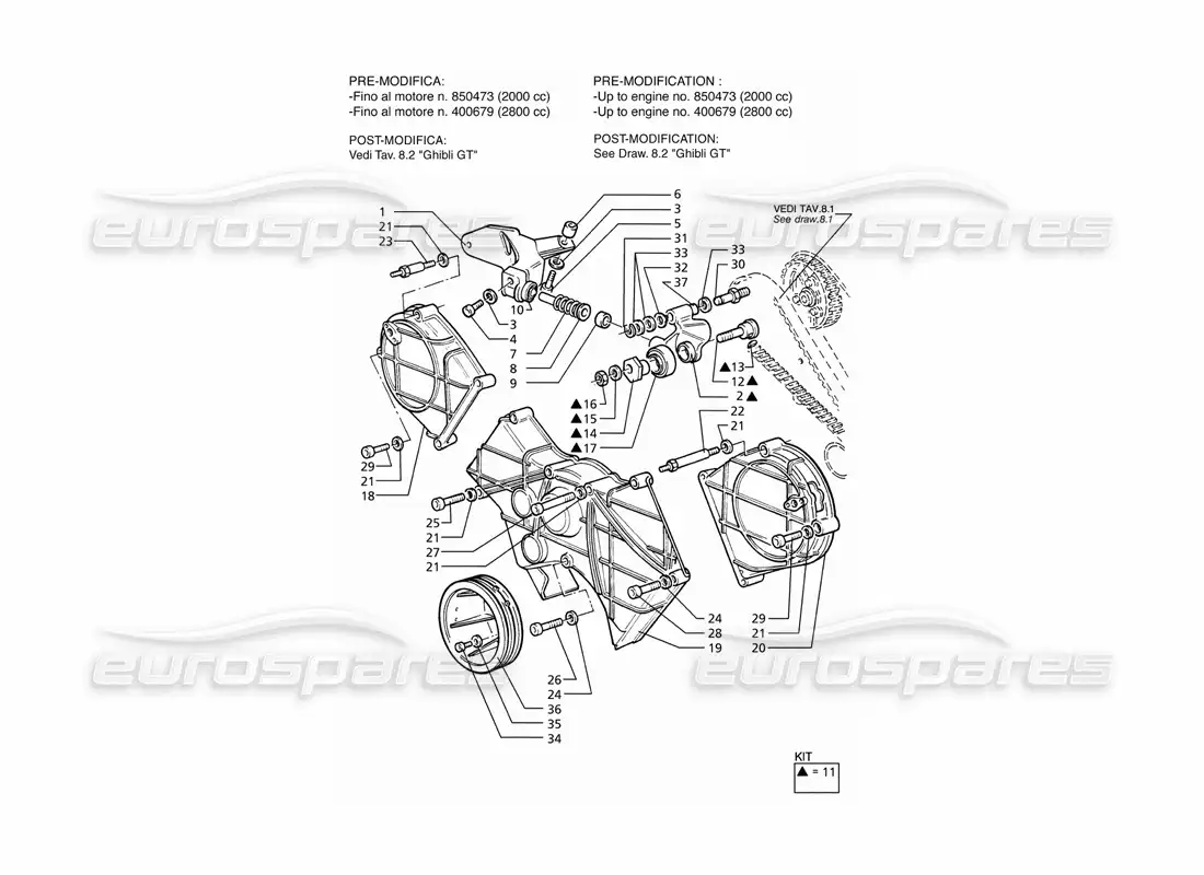 maserati ghibli 2.8 (abs) control de tiempo diagrama de piezas