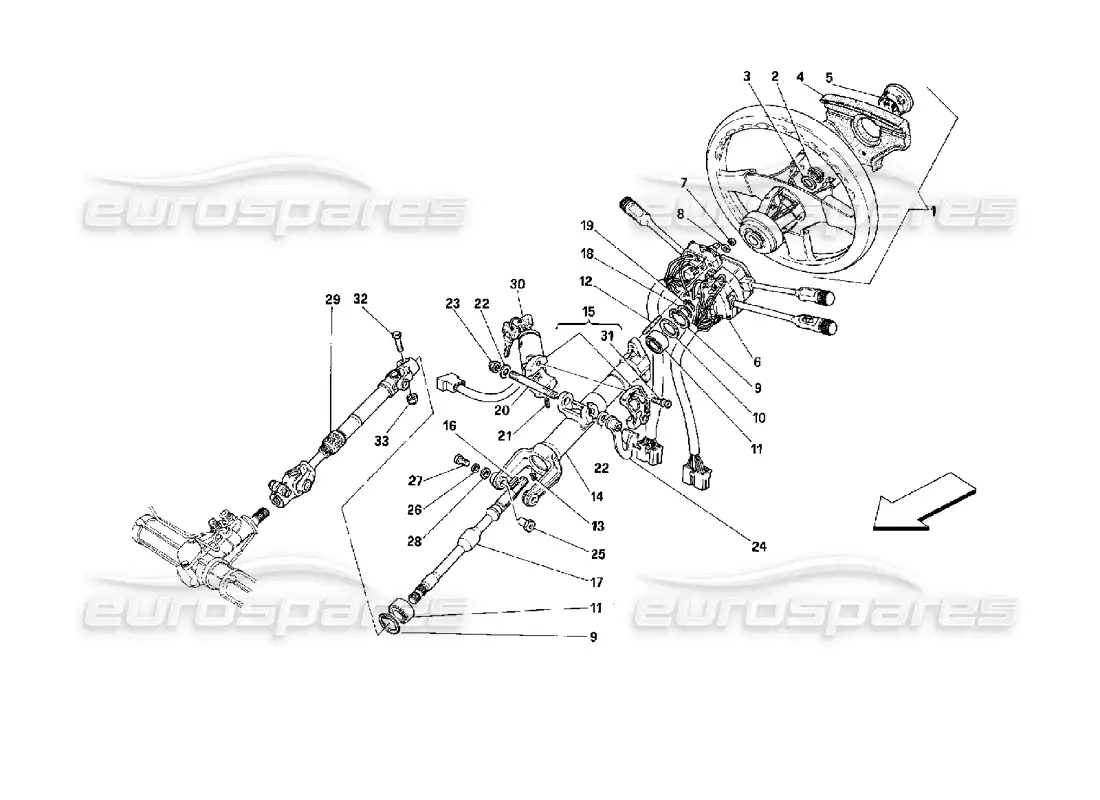 ferrari mondial 3.4 t coupe/cabrio columna de dirección diagrama de piezas