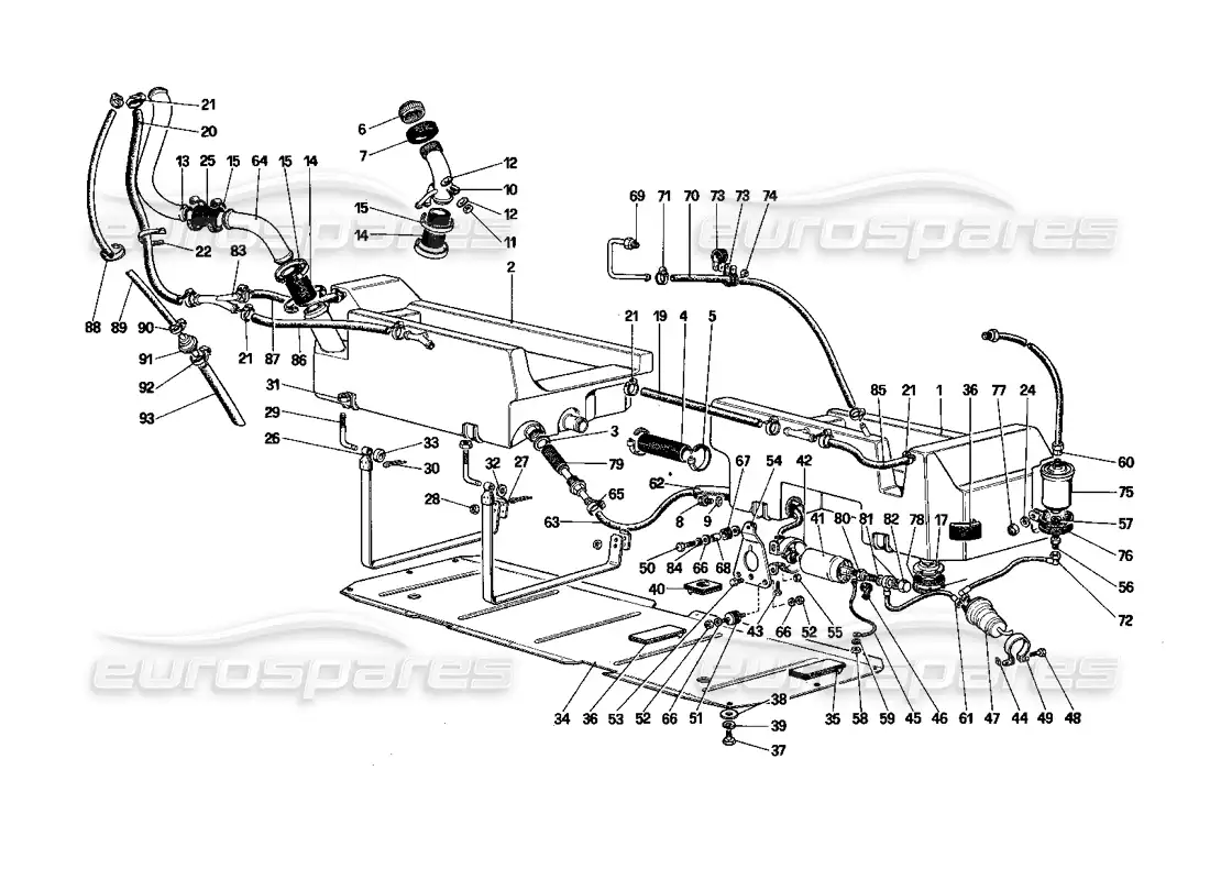 ferrari mondial 3.0 qv (1984) bomba y tuberías de combustible (cabriolet) diagrama de piezas