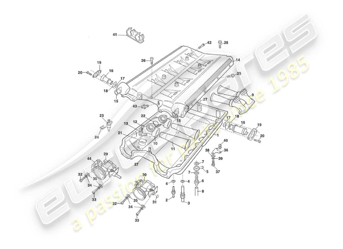 un diagrama de piezas del catálogo de piezas aston martin v8 virage (2000)