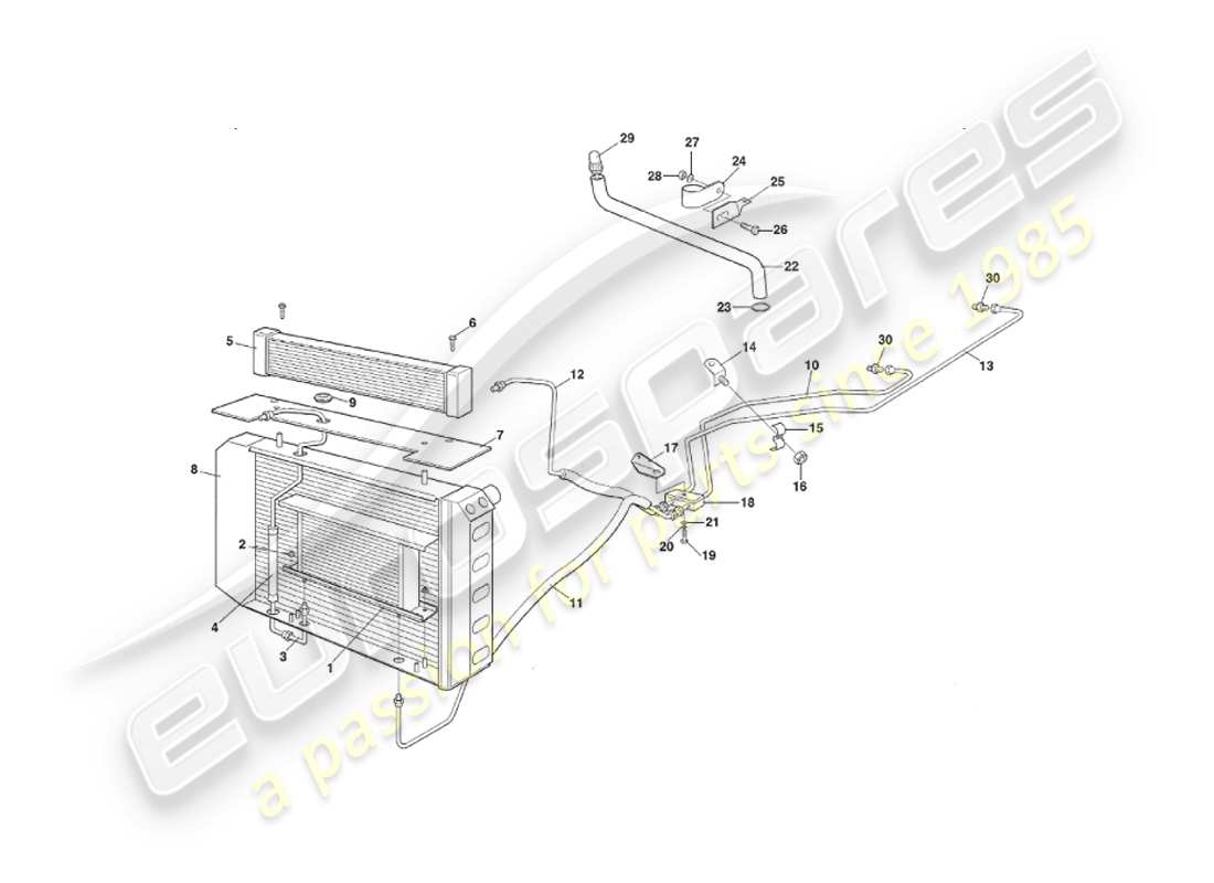 un diagrama de piezas del catálogo de piezas aston martin v8 virage (2000)