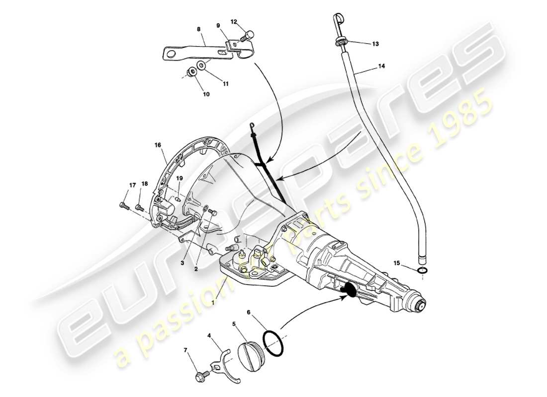 un diagrama de piezas del catálogo de piezas aston martin v8 volante (2000)
