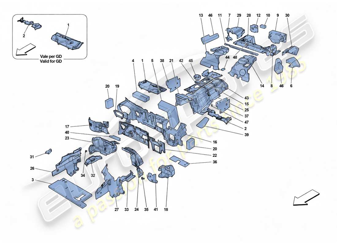 ferrari 812 superfast aislamiento diagrama de piezas