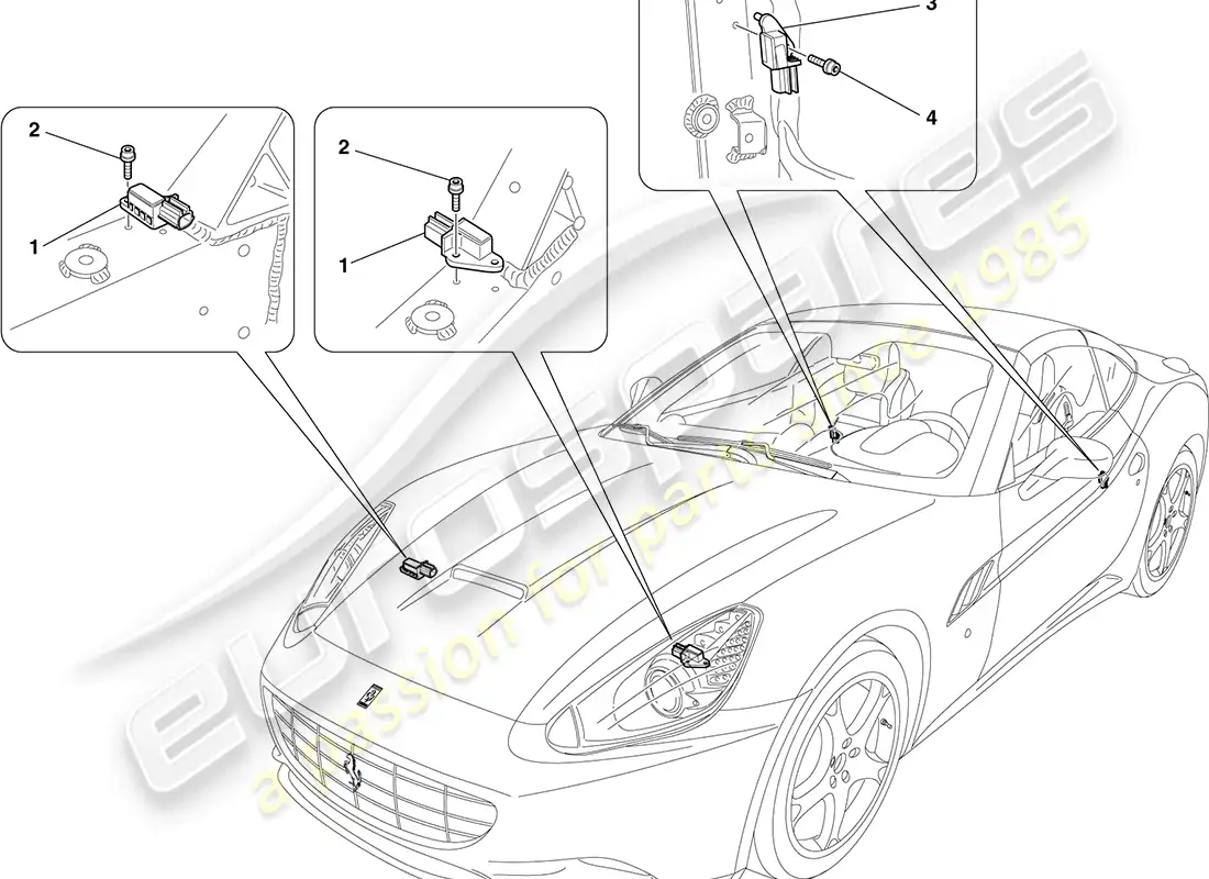un diagrama de piezas del catálogo de piezas ferrari california (usa)