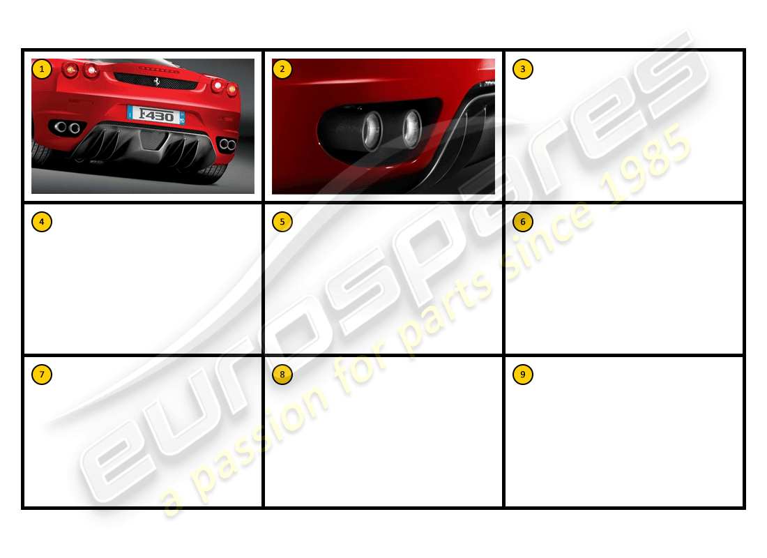 un diagrama de piezas del catálogo de piezas ferrari f430 coupe (accessories)