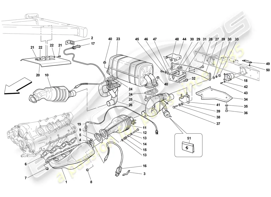 diagrama de pieza que contiene el número de pieza kl-fer-430scd-decat-cs-ss