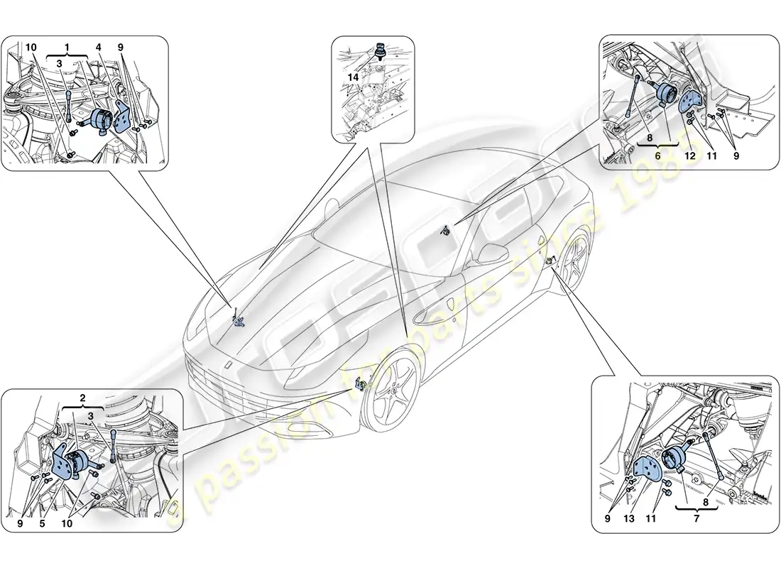 ferrari ff (rhd) gestión electrónica (suspensión) diagrama de piezas