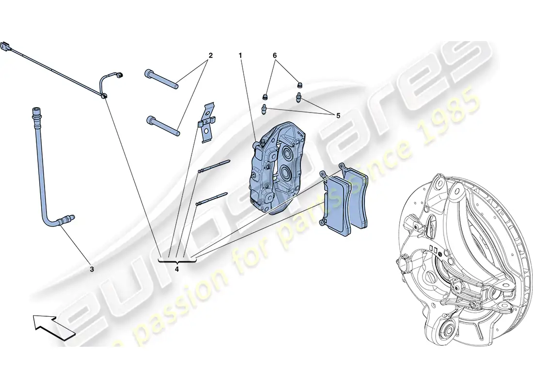 ferrari ff (europe) pinzas de freno trasero diagrama de piezas