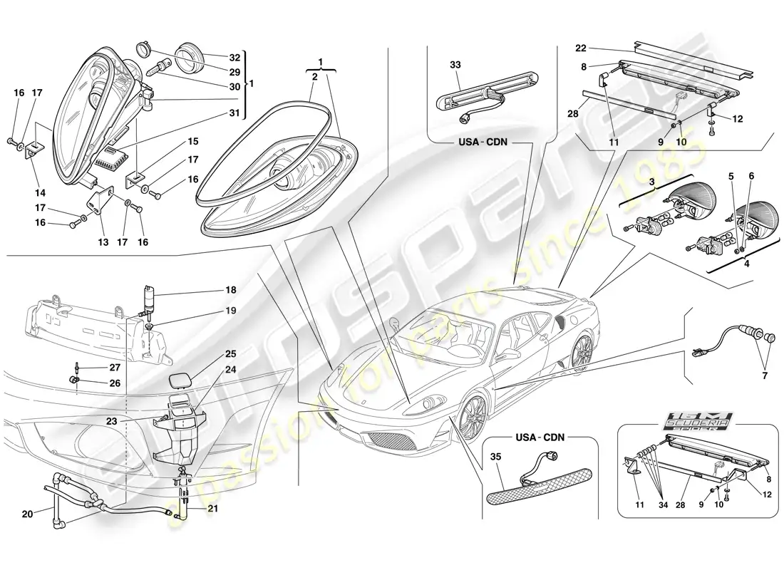 ferrari f430 scuderia (rhd) faros y luces traseras diagrama de piezas