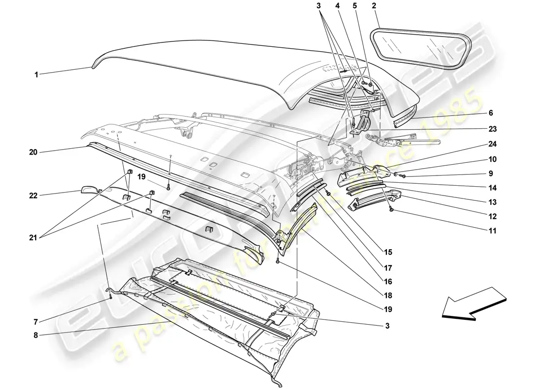 ferrari f430 scuderia (europe) lona de techo - sellos - molduras diagrama de piezas