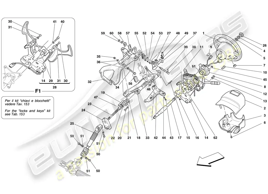 ferrari f430 spider (usa) control de dirección diagrama de piezas