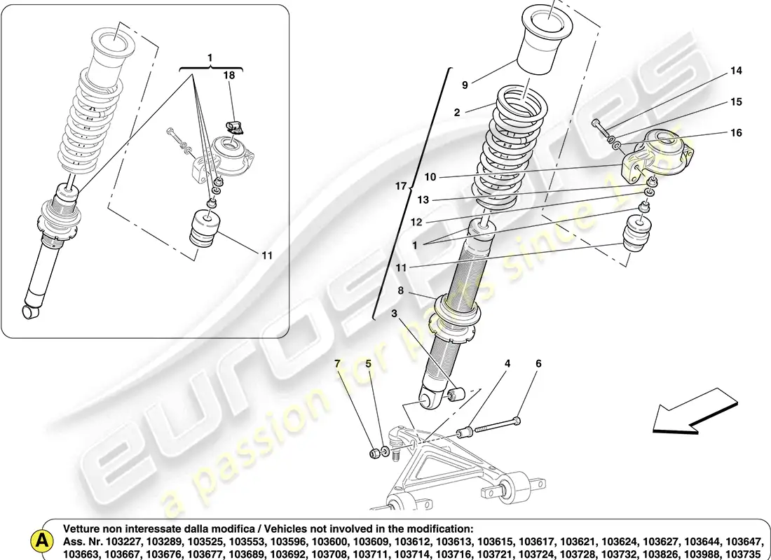 ferrari california (europe) componentes del amortiguador delantero diagrama de piezas