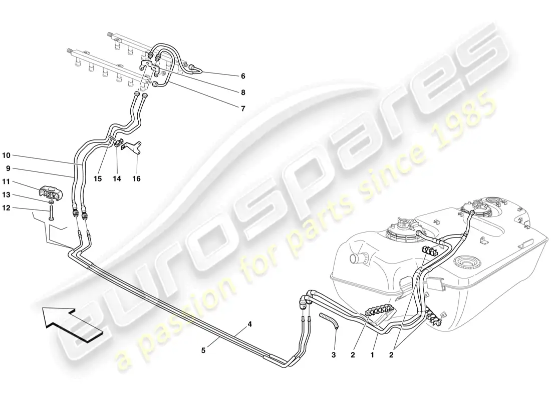 ferrari 599 gtb fiorano (usa) fuel system diagrama de piezas