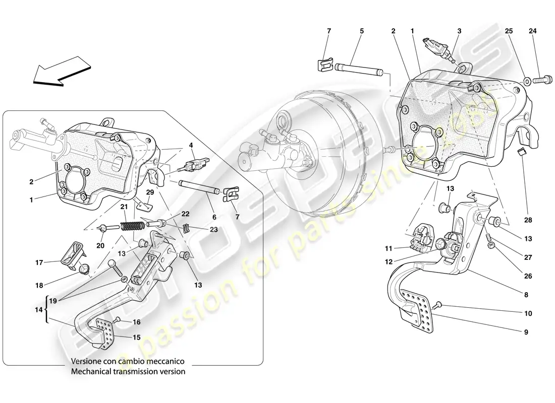 ferrari 612 sessanta (europe) pedalera diagrama de piezas