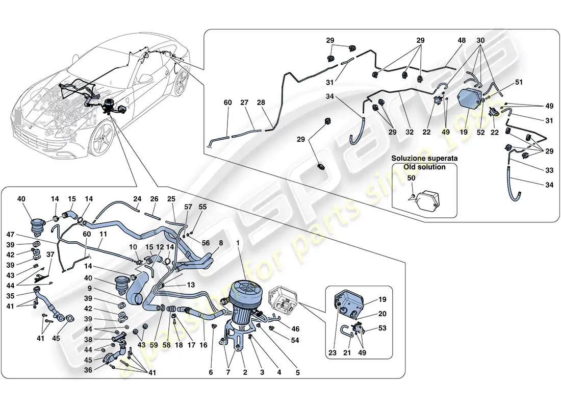 ferrari ff (rhd) sistema de aire secundario diagrama de piezas