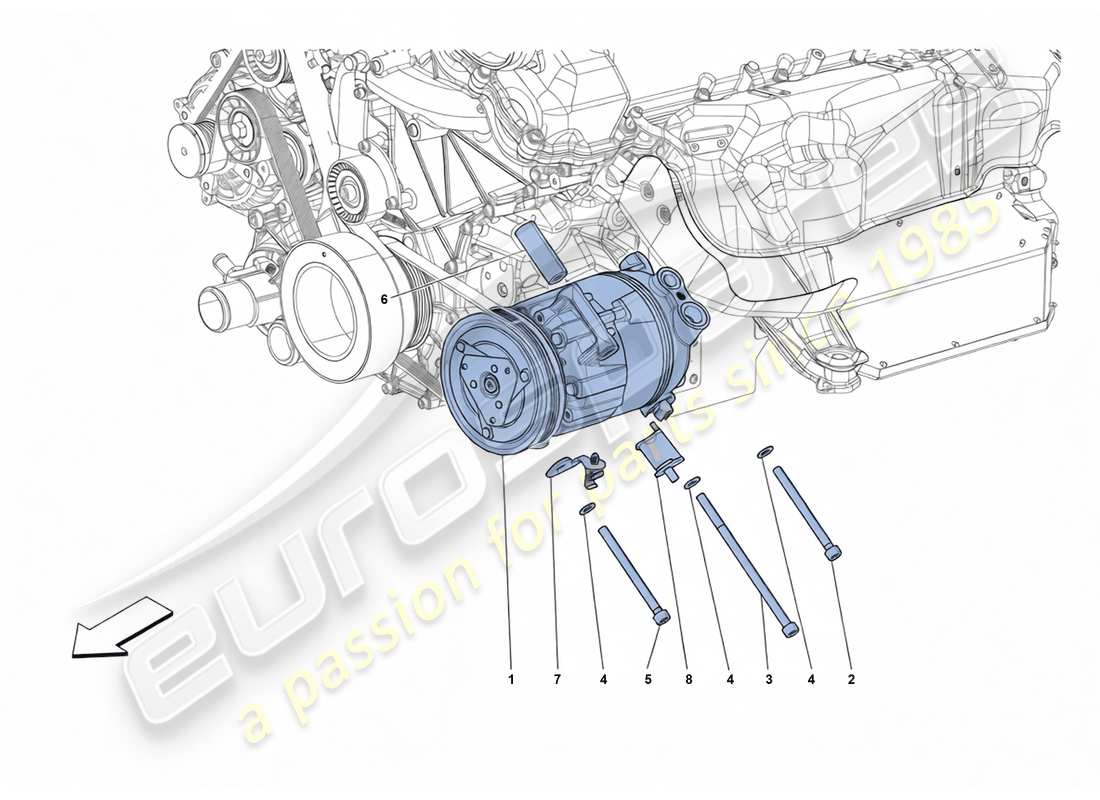 ferrari 812 superfast compresor del sistema de ca diagrama de piezas