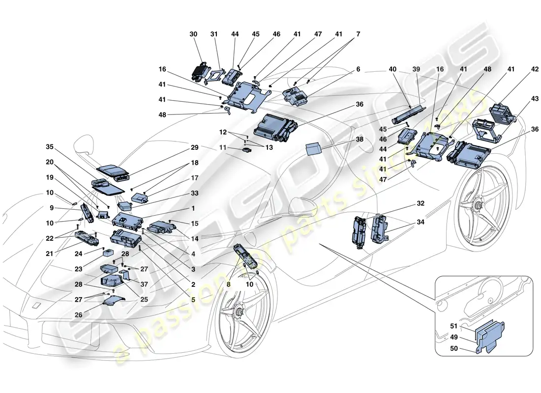ferrari laferrari aperta (usa) ecu del vehículo diagrama de piezas