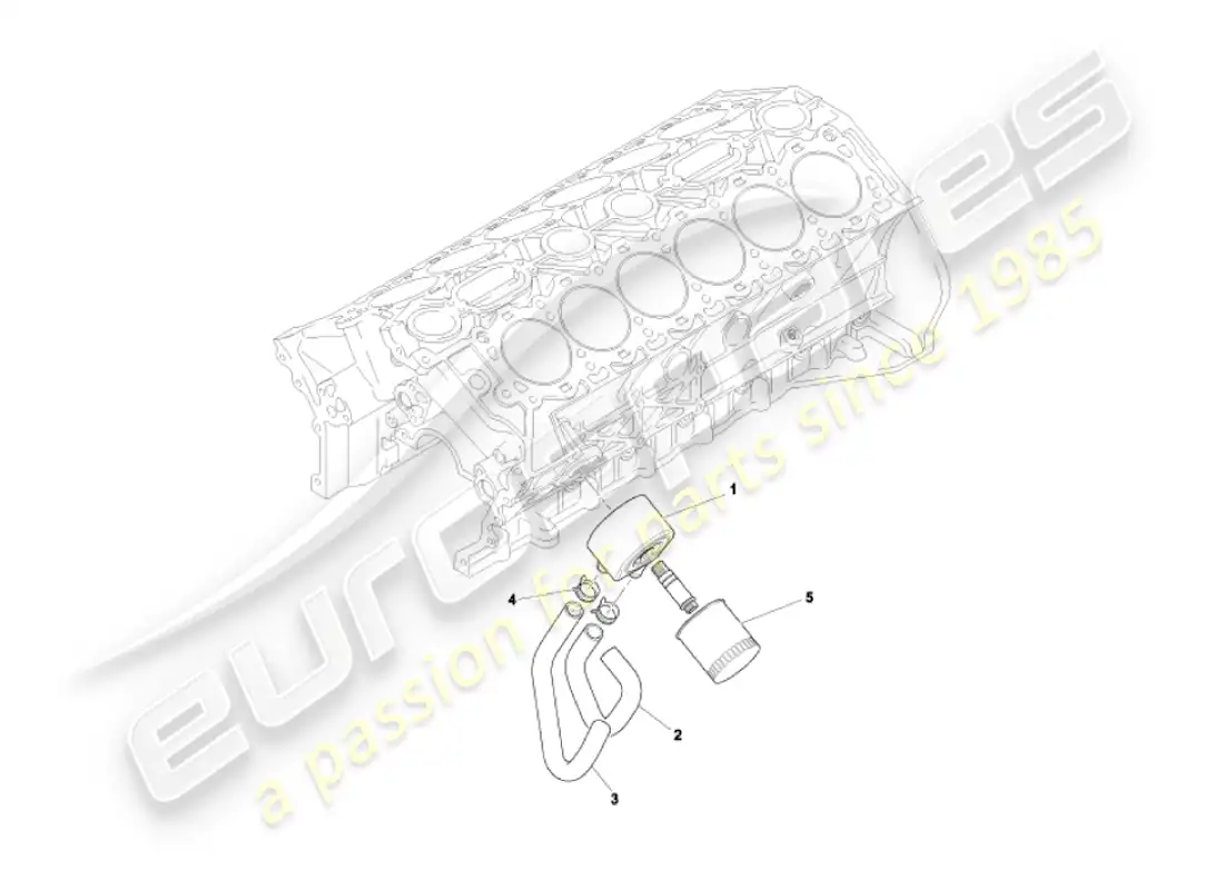aston martin vanquish (2003) sistema de enfriamiento de aceite diagrama de piezas