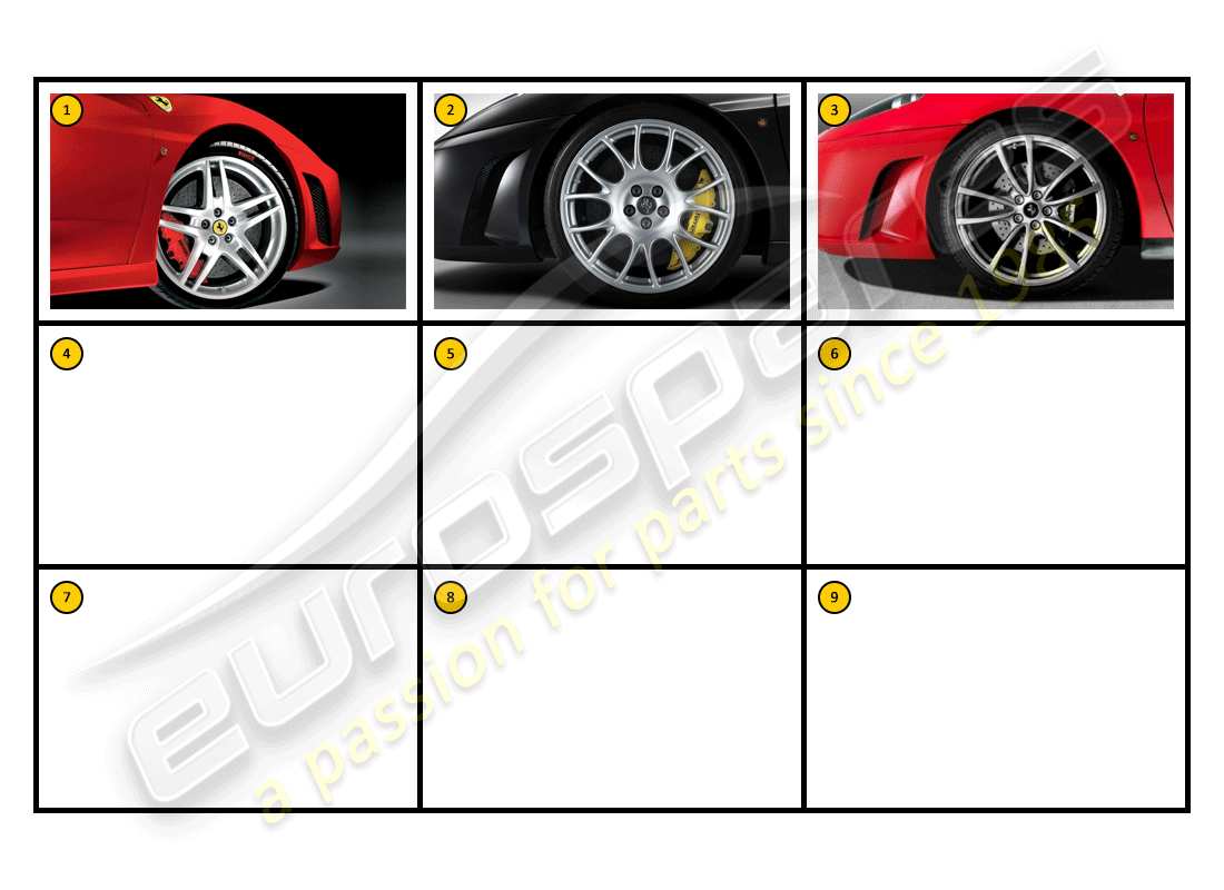 ferrari f430 spider (accessories) exteriores - ruedas diagrama de piezas