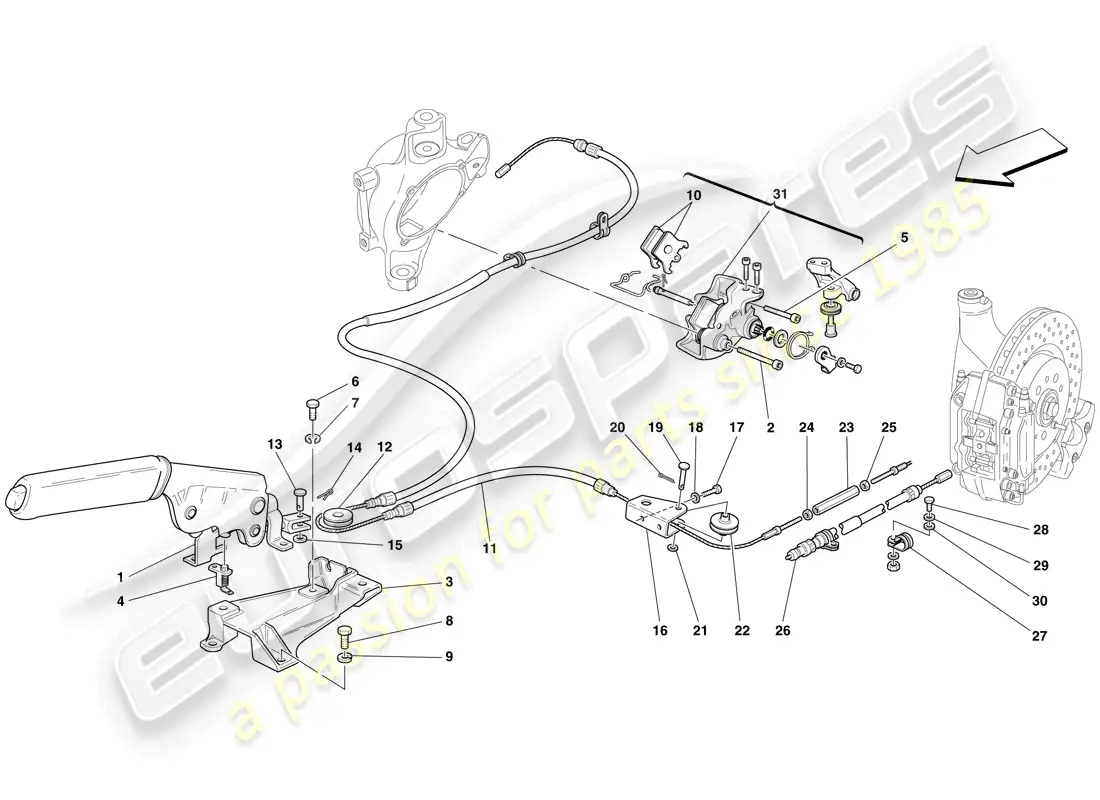 ferrari f430 spider (usa) control del freno de estacionamiento diagrama de piezas