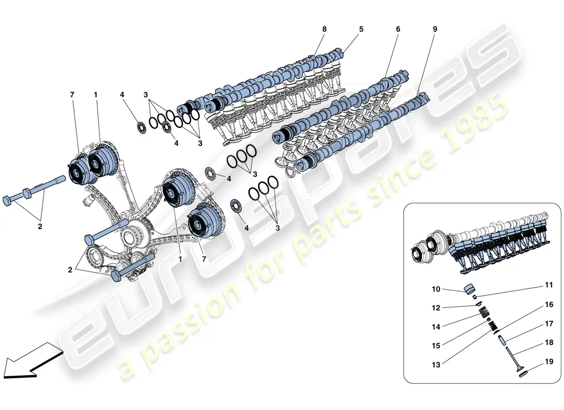 ferrari f12 berlinetta (rhd) timing system - tappets diagrama de piezas