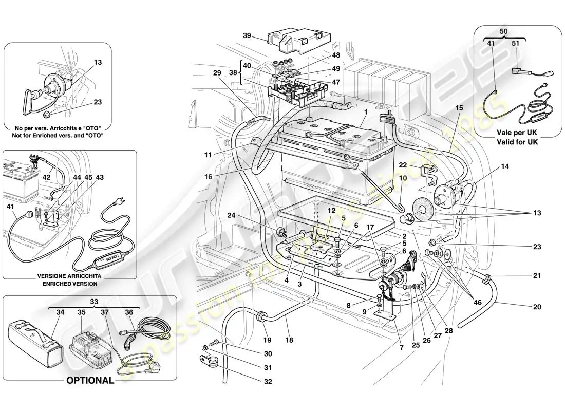 ferrari 612 sessanta (europe) batería diagrama de piezas