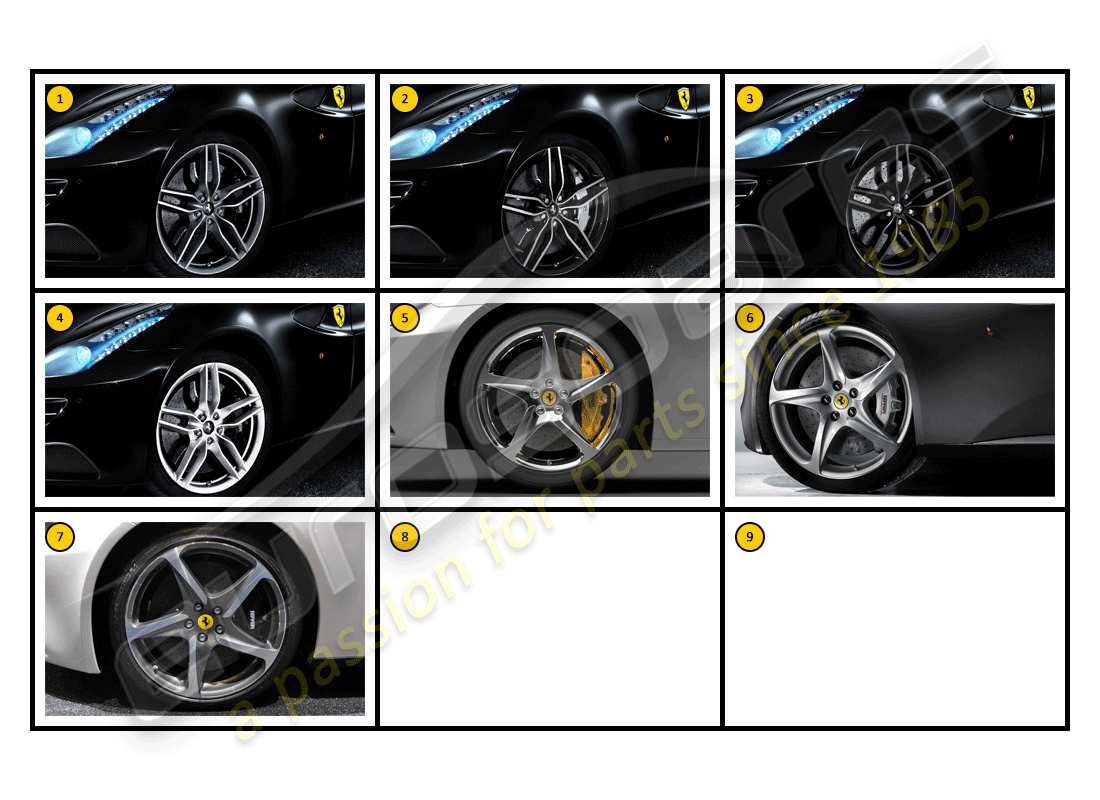 ferrari ff (accessories) exterior - diagrama de piezas de ruedas