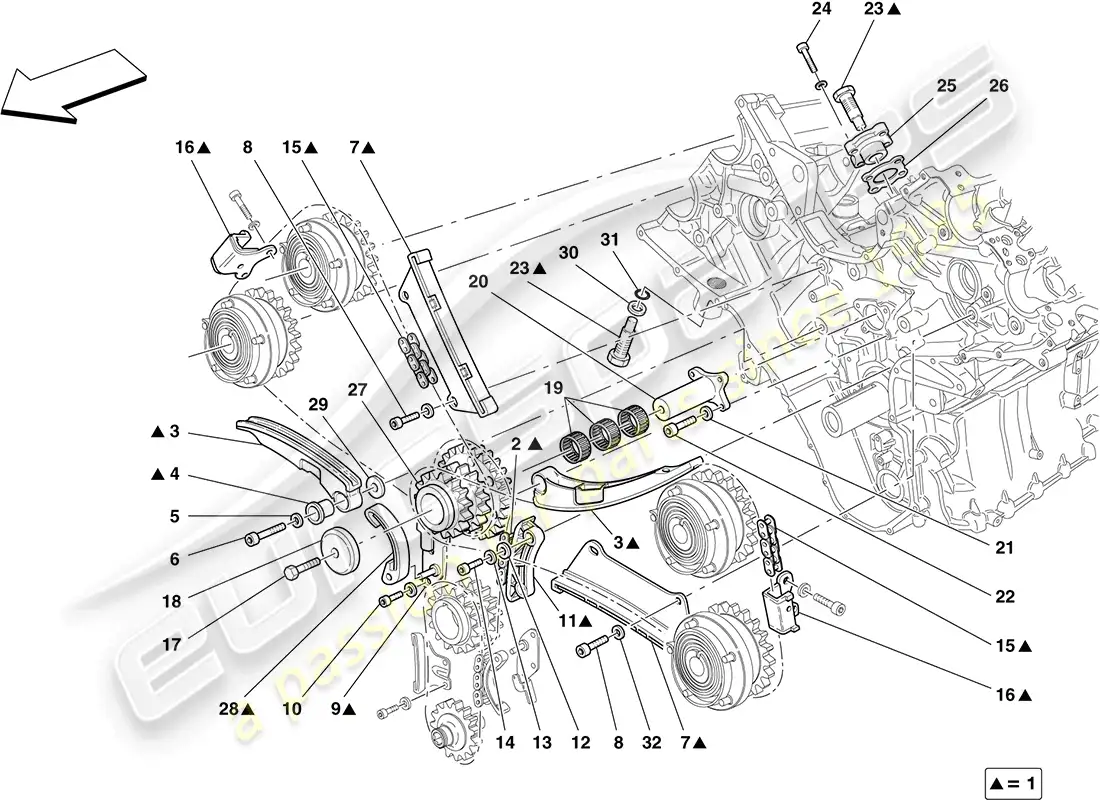 ferrari california (europe) sistema de tiempo - conducción diagrama de piezas
