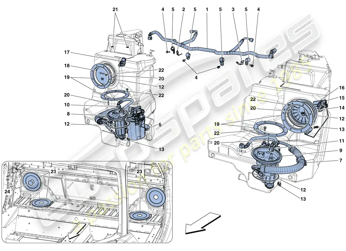 ferrari 488 spider (usa) bombas y tubos del sistema de combustible diagrama de piezas
