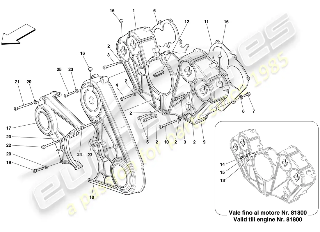 ferrari 612 sessanta (europe) cubiertas del motor diagrama de piezas