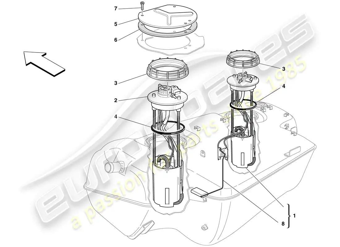 ferrari 599 sa aperta (usa) bomba de combustible diagrama de piezas