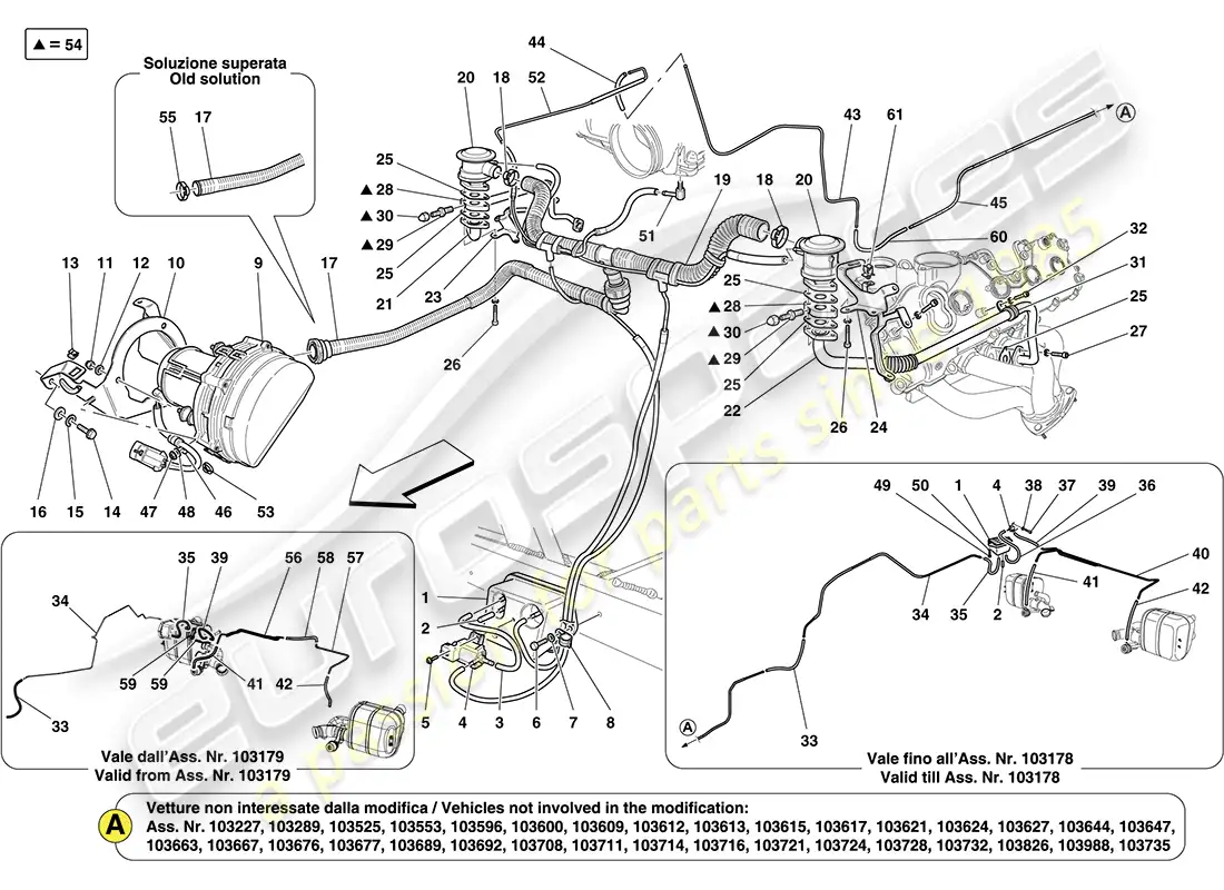 ferrari california (europe) sistema de aire secundario diagrama de piezas