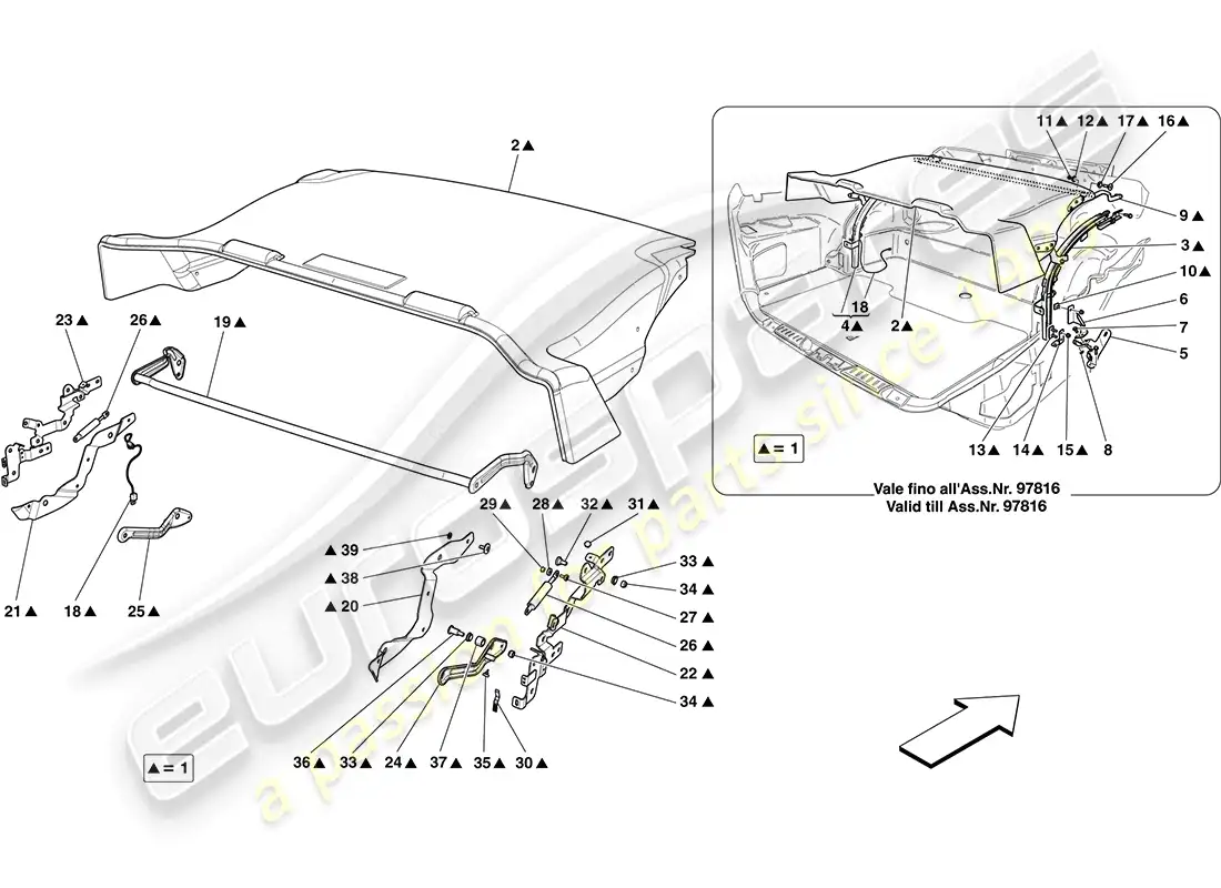ferrari california (europe) alfombrillas para maletero diagrama de piezas