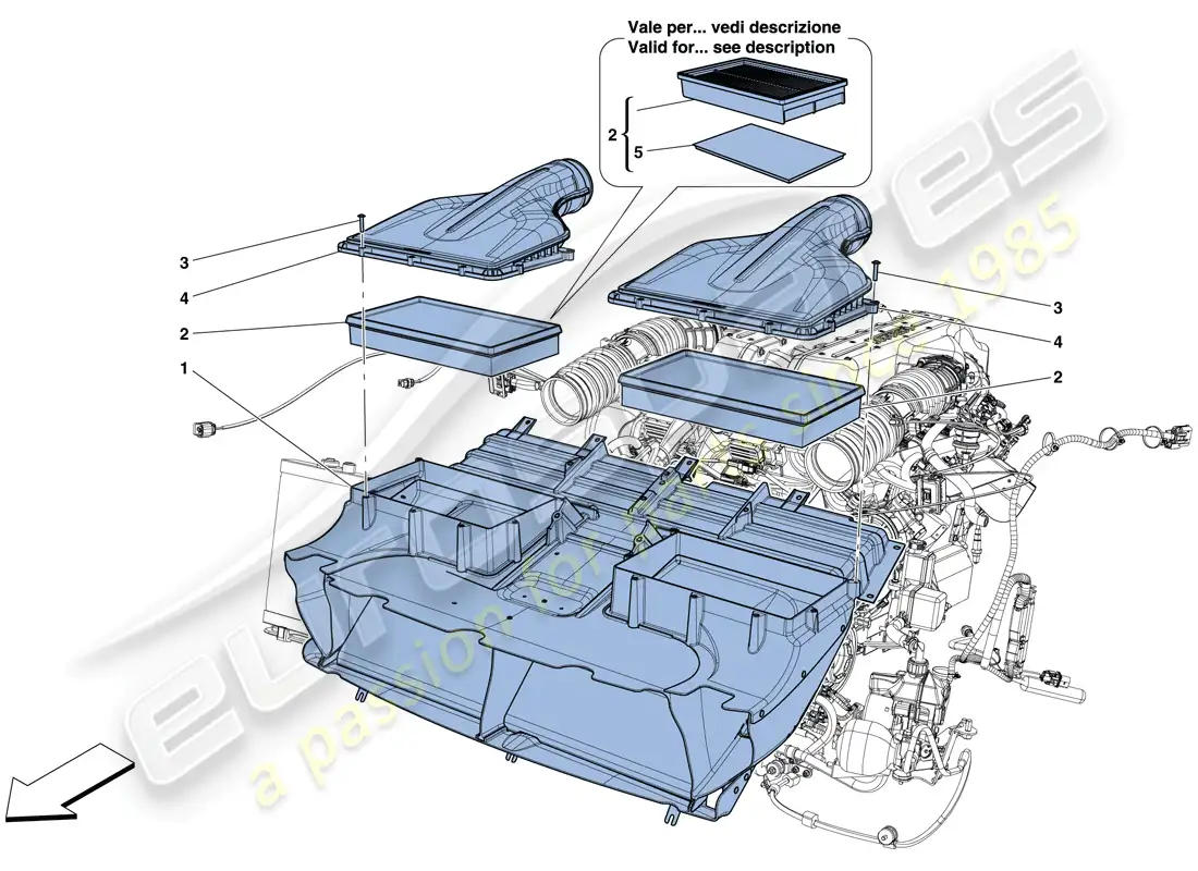 ferrari gtc4 lusso (rhd) toma de aire diagrama de piezas