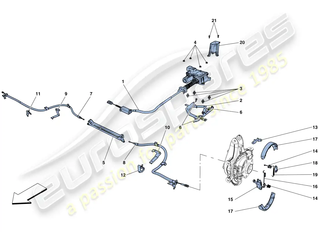 ferrari gtc4 lusso (rhd) control del freno de estacionamiento diagrama de piezas
