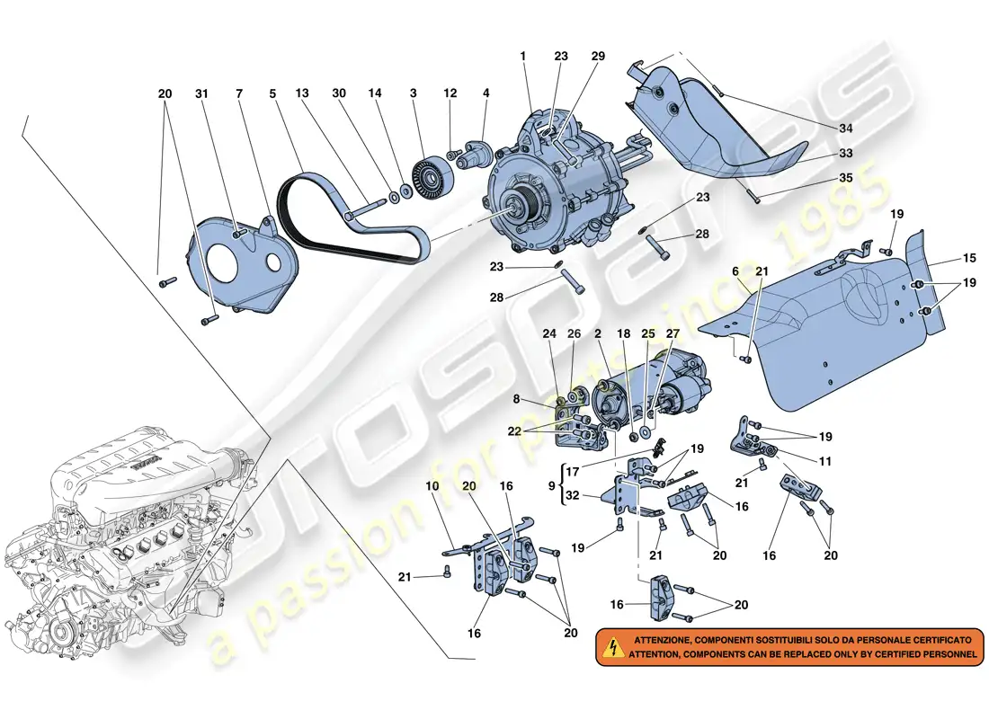ferrari laferrari aperta (europe) motor de arranque y motor eléctrico 2 diagrama de piezas