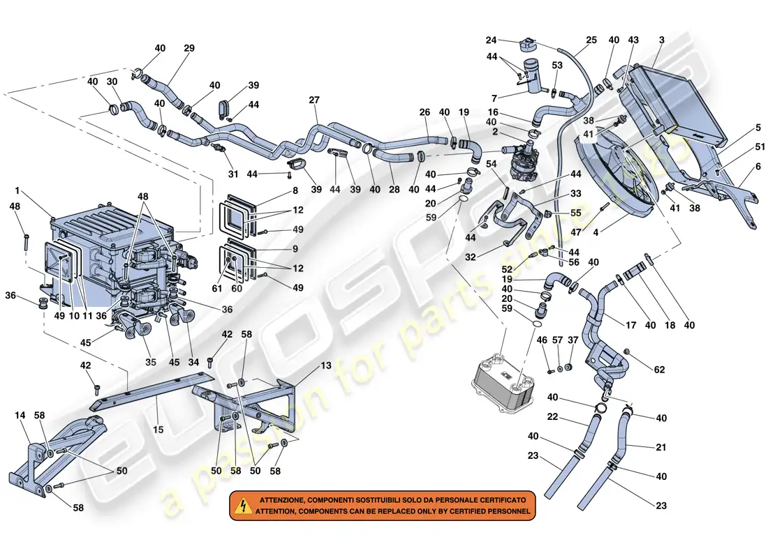 ferrari laferrari aperta (europe) inversor y refrigeración diagrama de piezas