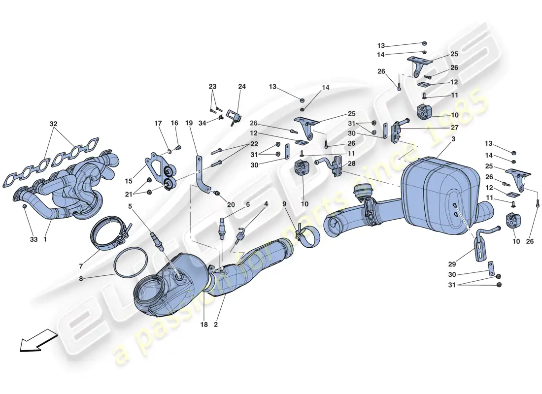 ferrari laferrari aperta (europe) sistema de escape diagrama de piezas
