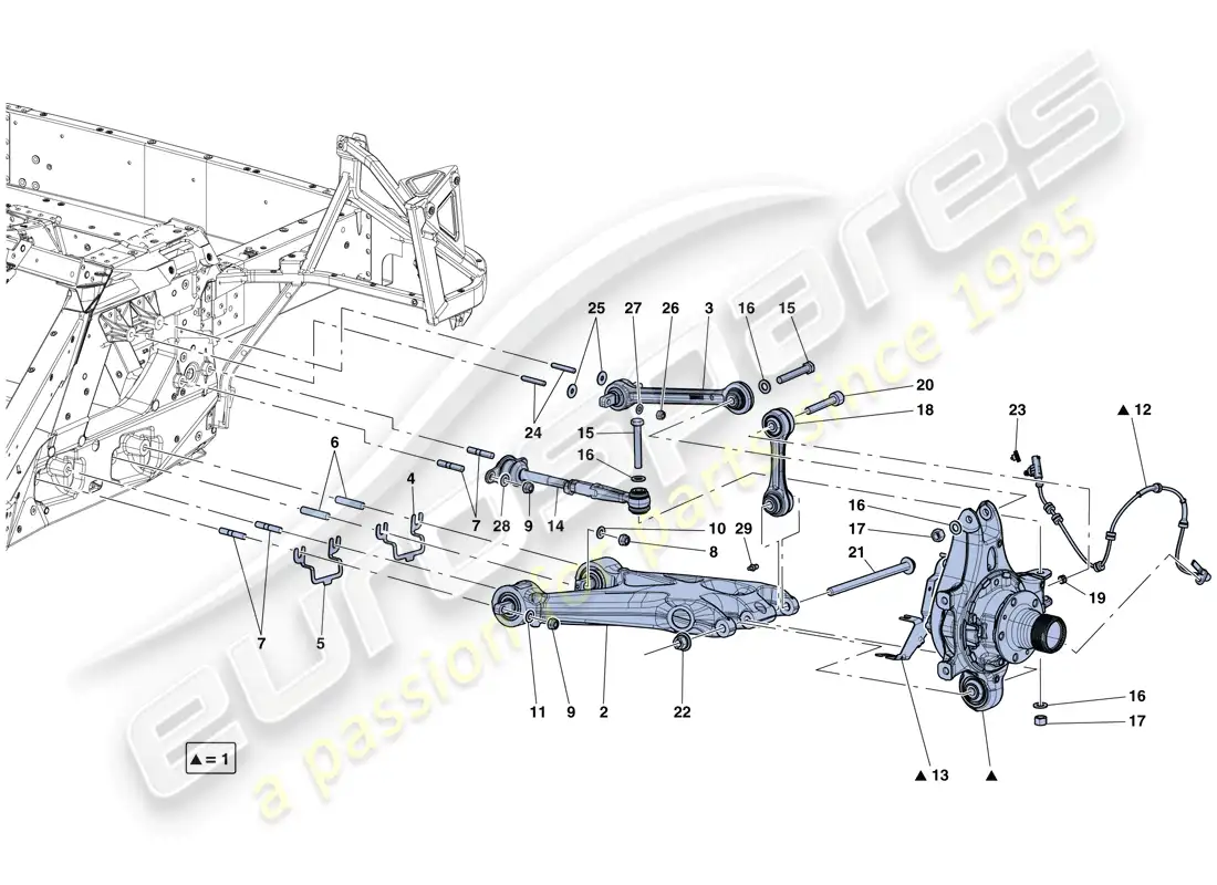 ferrari laferrari aperta (europe) suspensión trasera - brazos diagrama de piezas
