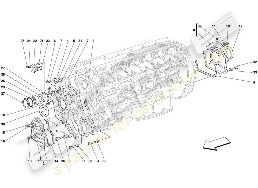 ferrari 612 sessanta (europe) cárter - tapas diagrama de piezas