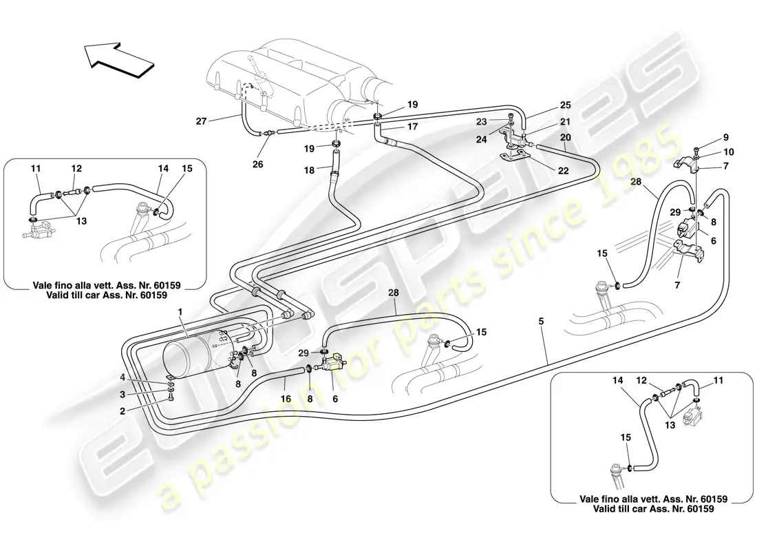 ferrari f430 spider (usa) sistema actuador neumático diagrama de piezas