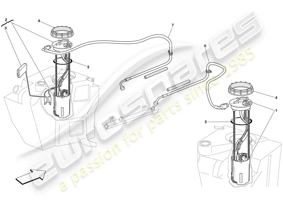 ferrari f430 spider (usa) bombas y tubos del sistema de combustible diagrama de piezas