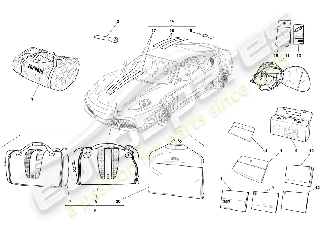 ferrari f430 scuderia (usa) documentación y accesorios diagrama de piezas